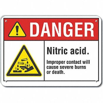 LYLE Nitric Acid Danger Sign 10x14in Plastic, 64RE59