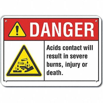 LYLE Plastic Acid Danger Sign 10x14in Plastic, 64RE63