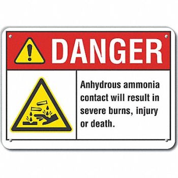 LYLE Ammonia Danger Sign 7x10in Plastic, 64RE64