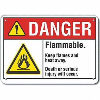 LYLE Flammable Mtrl Danger Sign 10x14in Plstc, 64RE67