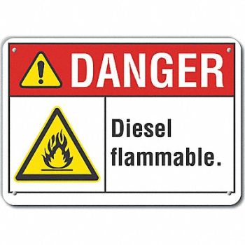 LYLE Diesel Danger Sign 10x14in Plastic, 64RE69