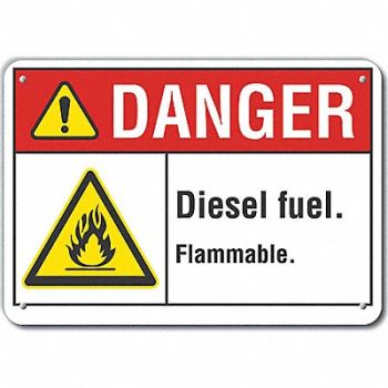 LYLE Diesel Danger Sign 10inx14in Plastic, 64RE71