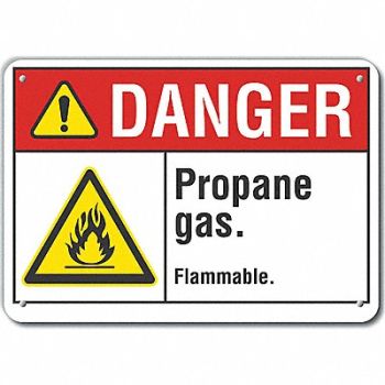 LYLE Propane Danger Sign 10x14in Plastic, 64RE73