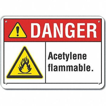 LYLE Acetylene Danger Sign 10inx14in Plastic, 64RE75
