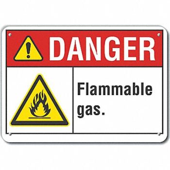 LYLE Flammable Gas Danger Sign 10x14in Plstc, 64RE79