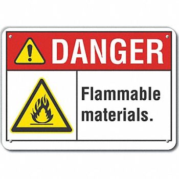LYLE Flammable Mtrl Danger Sign 10x14in Plstc, 64RE83