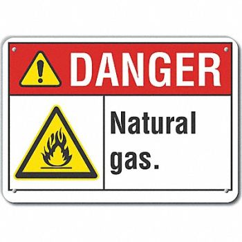 LYLE Natural Gas Danger Sign 10inx14in Plastc, 64RE85
