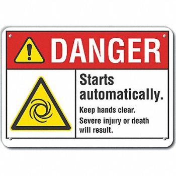 LYLE Hands Clear Danger Sign 10x14in Plastic, 64RE89