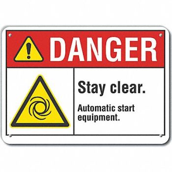 LYLE Stay Clear Danger Sign 10x14in Plastic, 64RE91