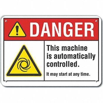 LYLE Machine Operation Danger Sign 10x14in, 64RE93