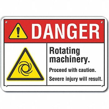 LYLE Rotating Mach Danger Sign 10x14in Plastc, 64RE95