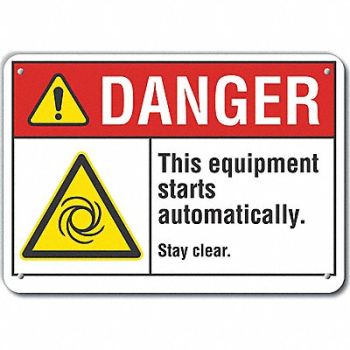 LYLE Machine Operation Danger Sign 10x14in, 64RE97