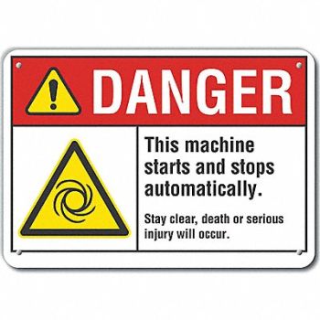 LYLE Machine Operation Danger Sign 10x14in, 64RE99