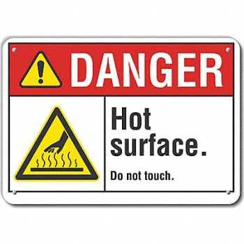 LYLE Hot Surface Danger Sign 10x14in Plastic, 64RF02