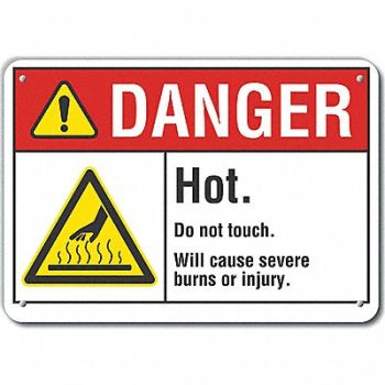 LYLE Hot Surface Danger Sign 10x14in Plastic, 64RF04