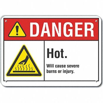 LYLE Hot Surface Danger Sign 10x14in Plastic, 64RF06