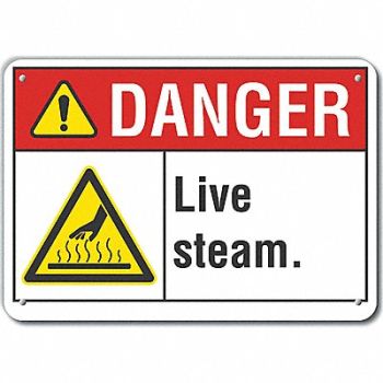 LYLE Live Steam Danger Sign 10inx14in Plastic, 64RF10