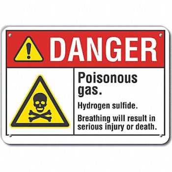 LYLE Poisonous Gas Danger Sign 10x14in Plastc, 64RF12