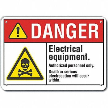 LYLE Elec Equipmt Danger Sign 10x14in Plastic, 64RF14
