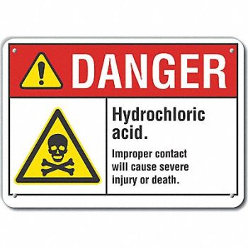 LYLE Hydrochloric Acid Danger Sign 10x14in, 64RF16