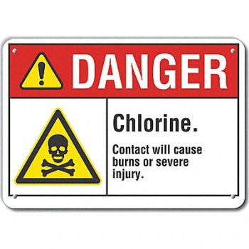 LYLE Chlorine Danger Sign 10x14in Plastic, 64RF24