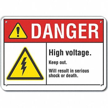 LYLE High Voltage Danger Sign 10x14in Plastic, 64RF36