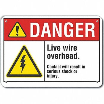 LYLE Live Wire Danger Sign 10x14in Plastic, 64RF42