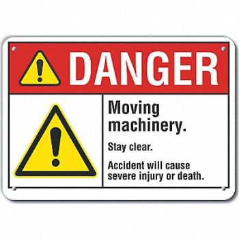 LYLE Moving Mach Danger Sign 10x14in Plstc, 64RF54