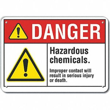 LYLE Hzrdous Chemicals Danger Sign 10x14in, 64RF68