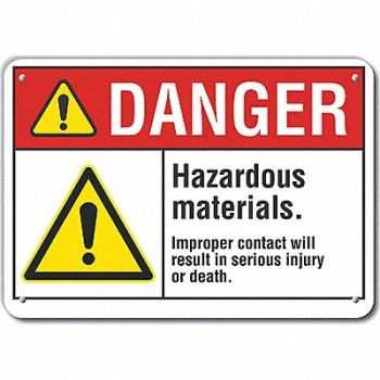 LYLE Hzrdous Mtrl Danger Sign 10x14in Plastic, 64RF70