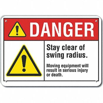 LYLE Stay Clear Danger Sign 10inx14in Plastic, 64RF72