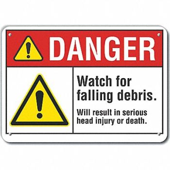 LYLE Constrct Area Danger Sign 10x14in Plastc, 64RF80