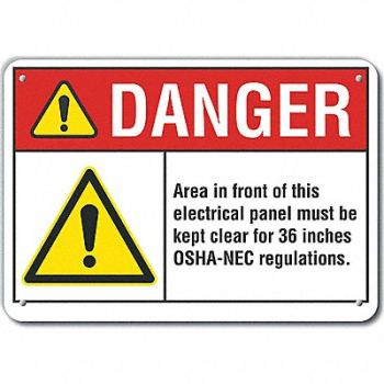LYLE Elec Panel Danger Sign 10x14in Plastic, 64RF82