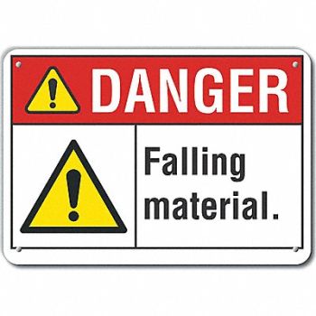 LYLE Falling Mtrl Danger Sign 10x14in Plastic, 64RF88