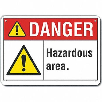 LYLE Hazard Area Danger Sign 10x14in Plastic, 64RF90