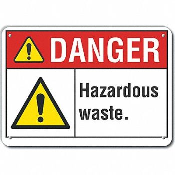 LYLE Hzrdous Waste Danger Sign 10x14in Plstc, 64RF92