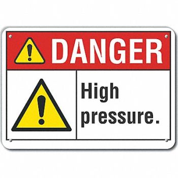LYLE High Pressure Danger Sign 10x14in Plstc, 64RF94