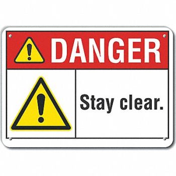 LYLE Stay Clear Danger Sign 10inx14in Plastic, 64RG05