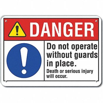 LYLE Machine Guards Danger Sign 7x10in Plstc, 64RG10