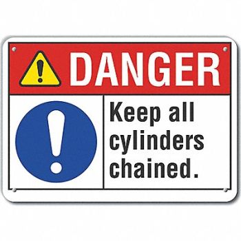 LYLE Cyl Handling Danger Sign 10x14in Plastic, 64RG13