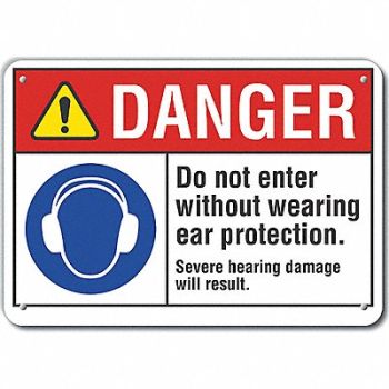 LYLE Plastic Ear Danger Sign 10x14in Plastic, 64RG15