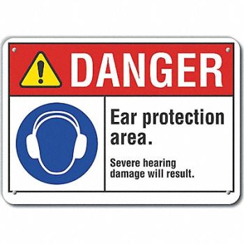 LYLE Hearing Danger Sign 10x14in Plastic, 64RG17