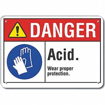 LYLE Plastic Acid Danger Sign 10x14in Plastic, 64RG27