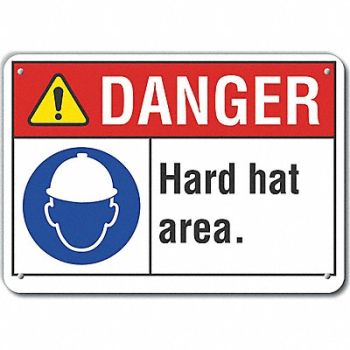 LYLE Hard Hat Danger Sign 10inx14in Plastic, 64RG37