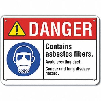 LYLE Asbestos Danger Sign 10x14in Plastic, 64RG39