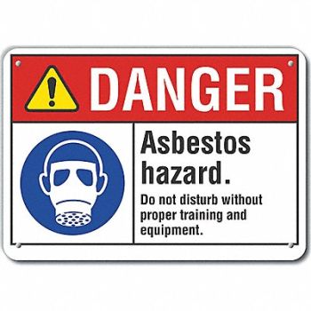 LYLE Asbestos Danger Sign 10inx14in Plastic, 64RG45