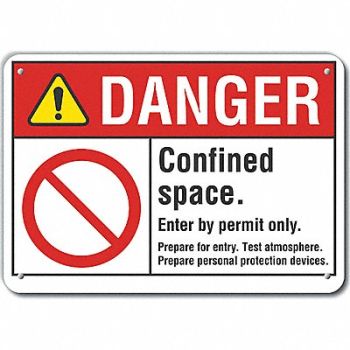 LYLE Confined Space Danger Sign 10x14in, 64RG51