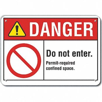 LYLE Rflct Confined Space Danger Sign 10x14in, 62TN82