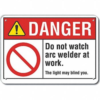 LYLE Rflct Welding Danger Sign 10x14in Alum, 62TP07