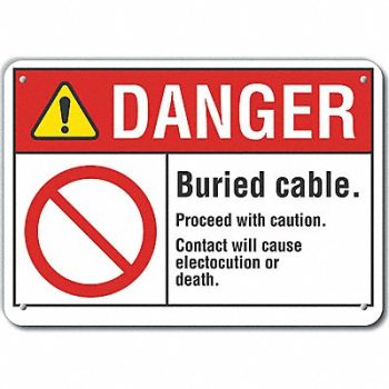 LYLE Rflct Buried Cable Danger Sign 10x14in, 62TP19